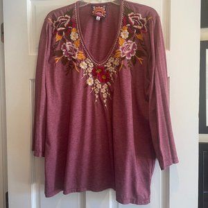 Johnny Was Embroidered Tee Shirt